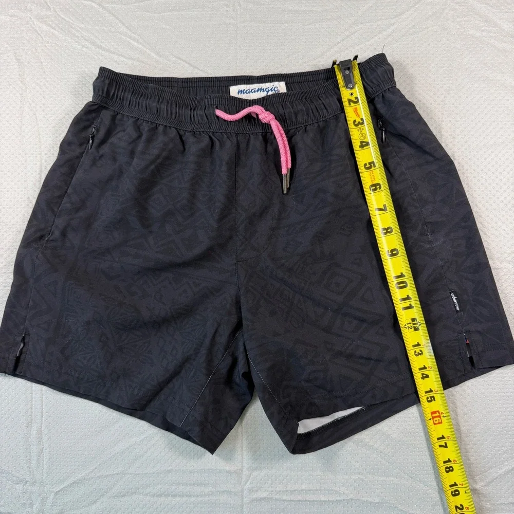 Maamgic Mens Swim Trunks 2 In 1 Shorts Small Black Tribal Geometric Compression
